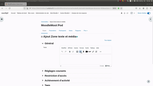 Moodle Pod vue intégrée via Zone Média Player