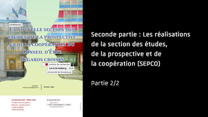 La nouvelle section des études, de la prospective et de la coopération du Conseil d’État. Regards croisés. Partie 2.2